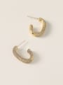 thumb Brass Cubic Zirconia Geometric Minimalist Stud Trend Korean Fashion Earring 2
