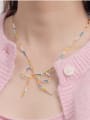 thumb Brass Bowknot Trend Colorful Glass Tube Beads  Necklace 1
