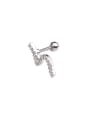 thumb Brass with Cubic Zirconia White Minimalist Stud Earring 4
