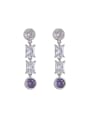 thumb Brass Cubic Zirconia Geometric Tassel Hip Hop Drop Earring 0