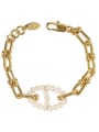 thumb Brass Imitation Pearl Geometric Vintage Bracelet 3