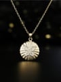 thumb Brass Rhinestone Butterfly Vintage Round Pendant  Necklace 2