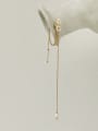 thumb Brass Freshwater Pearl Tassel Minimalist Threader Earring(single) 2