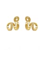 thumb Brass Cubic Zirconia Irregular Minimalist Clip Earring 0