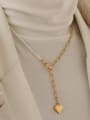 thumb Brass Freshwater Pearl Heart Vintage Lariat Necklace 2