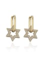 thumb Brass Cubic Zirconia  Vintage Five-pointed star Huggie Earring 4