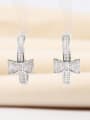 thumb Brass Cubic Zirconia Cross Dainty Stud Earring 2