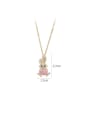 thumb Brass Cubic Zirconia Pink Rabbit Dainty Necklace 2
