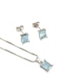 thumb Brass Rectangle Cubic Zirconia Earring and Necklace Set 4