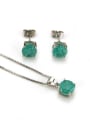 thumb Brass Cubic Zirconia Vintage Geometric  Earring and Necklace Set 2