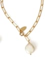 thumb Brass Freshwater Pearl Geometric Artisan Necklace 3