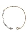 thumb Brass Imitation Pearl Geometric Chain Vintage Link Bracelet 4