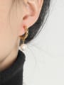 thumb Brass Imitation Pearl Geometric Minimalist Huggie Earring 1