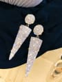 thumb Alloy Cubic Zirconia Triangle Statement Chandelier Earring 1