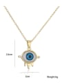 thumb Brass Rhinestone Enamel  Vintage Evil Eye Pendant Necklace 4