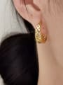 thumb Brass Hollow Geometric Vintage Huggie Earring 1