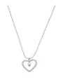 thumb Brass Cubic Zirconia Heart Minimalist Beaded Necklace 0