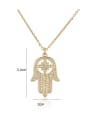 thumb Brass Cubic Zirconia Hand Of Gold Vintage Necklace 4