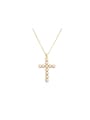 thumb Brass Imitation Pearl Cross Trend Necklace 0