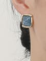 thumb Brass Enamel Square Minimalist Stud Earring 1