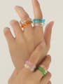 thumb Glass  Multi Color Geometric Trend  Transparent Contrasting Colors Double Line Stackable Ring 2