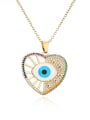 thumb Brass Cubic Zirconia Enamel Eye of Evil  Vintage Heart Pendant  Necklace 0