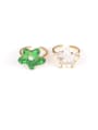 thumb Hand Glass Multi Color Flower Minimalist Band Ring 4
