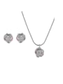 thumb Brass Cubic Zirconia Bohemia Heart Earring and Necklace Set 3