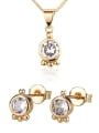 thumb Brass Cubic Zirconia Minimalist Round  Earring and Necklace Set 0
