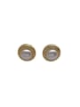 thumb Brass Freshwater Pearl Geometric Minimalist Stud Earring 4