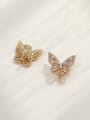 thumb Brass Cubic Zirconia Butterfly Vintage Clip Trend Korean Fashion Earring 3