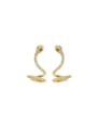 thumb Brass Cubic Zirconia Snake Statement Stud Earring 0