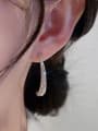 thumb Brass Rhinestone Irregular Trend Staggered Line  Stud Earring 2