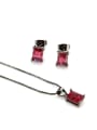 thumb Brass Rectangle Cubic Zirconia Earring and Necklace Set 0