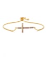thumb Brass Cubic Zirconia Cross Vintage Adjustable Bracelet 0