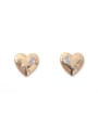 thumb Brass Rhinestone White Heart Minimalist Stud Earring 0