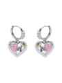 thumb Brass Enamel Hip Hop Heart Earring and Necklace Set 4