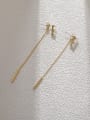 thumb Brass Imitation Pearl Tassel Minimalist Threader Earring 2