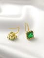 thumb Brass Cubic Zirconia Green Geometric Dainty Stud Earring 2