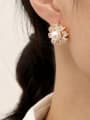 thumb Brass Cubic Zirconia Flower Classic Stud Earring 1