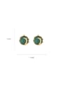 thumb Brass Natural Stone Round Vintage Stud Earring 2