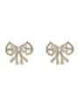thumb Copper Cubic Zirconia Bowknot Dainty Stud Trend Korean Fashion Earring 0