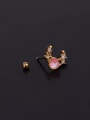 thumb Brass with Cubic Zirconia Multi Color Flower Minimalist Stud Earring(single) 4
