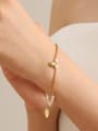 thumb Brass Imitation Pearl Geometric Minimalist Link Bracelet 2
