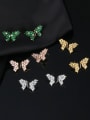 thumb Brass Cubic Zirconia Butterfly Luxury Cluster Earring 0