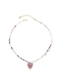 thumb Brass Natural Stone Heart Bohemia Glass Beads Necklace 0