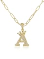 thumb Brass Cubic Zirconia Letter Hip Hop Necklace 4