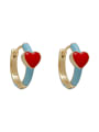 thumb Brass Enamel Heart Minimalist Huggie Earring 0