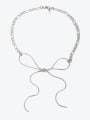 thumb Titanium Steel Bowknot Tassel Minimalist Necklace 0