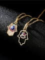thumb Brass Cubic Zirconia Hand Of Gold Vintage Plam Pendant  Necklace 1
